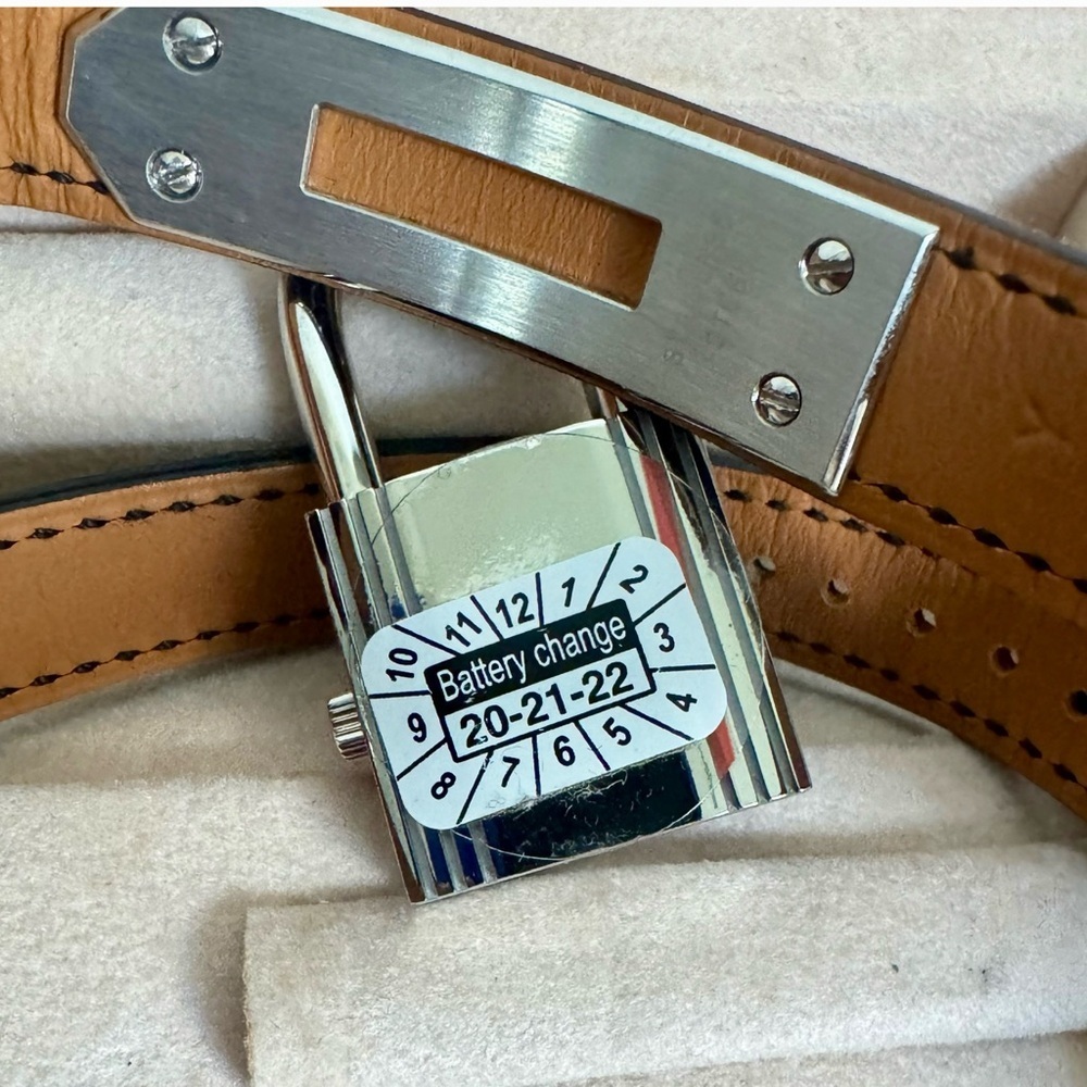 HERMÈS Kelly double tour PM 20 mm Hermès Black Leather Steel watch 3269061 NEW - Picture 8 of 17